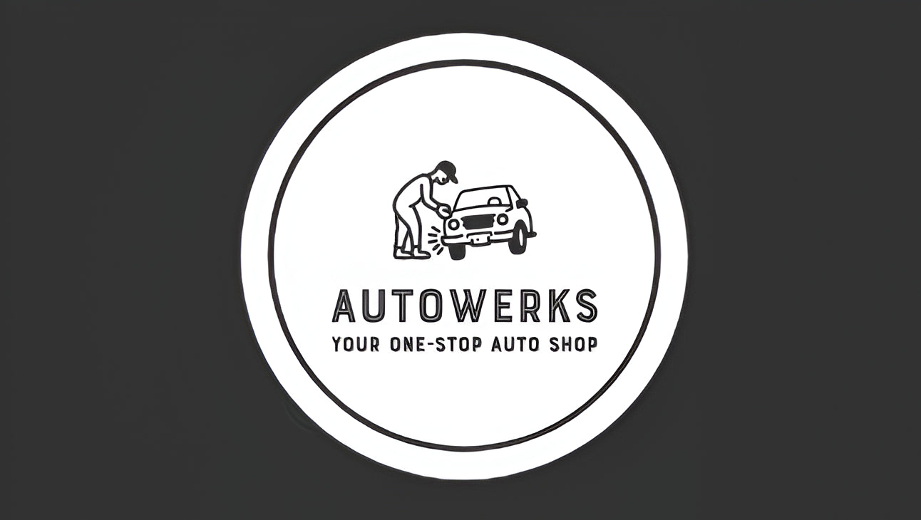 Logo of Autowerks, an auto repair shop, on a black background